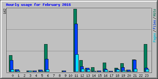 Hourly usage for February 2016
